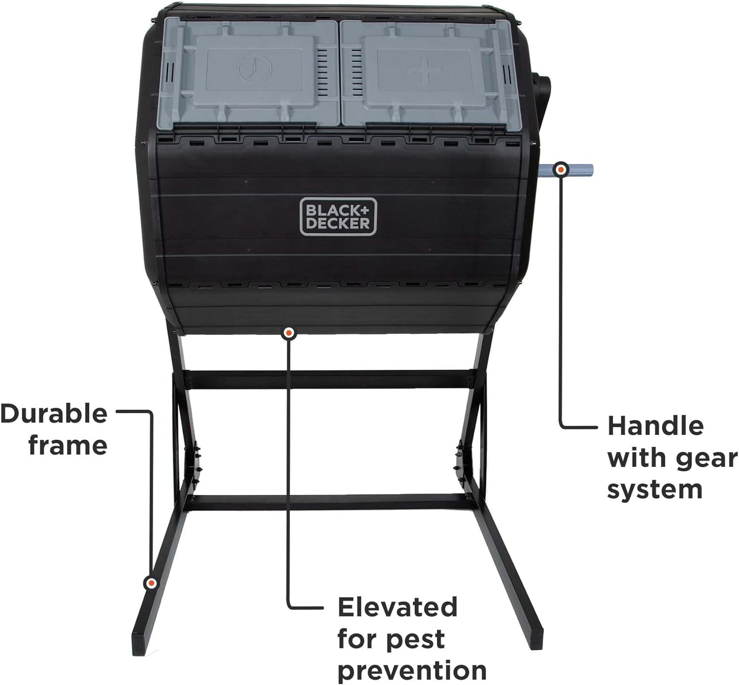 BLACK+DECKER Compost Tumbler Dual Chamber Composter 40 Gallon