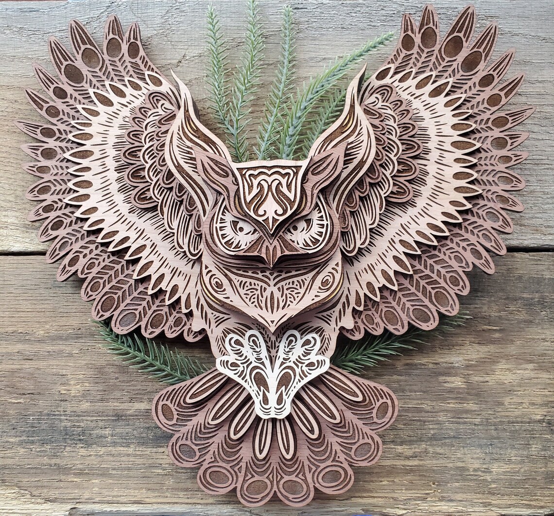 🦉3D Owl wood wall hanging-Perfect gift for owl lovers🎁
