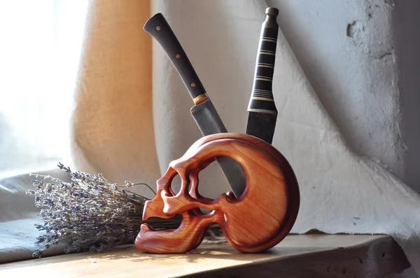 【🔥Tiktok Hot Sale-50% OFF】Handmade Wooden 5 holes Skull Knife Holder-BUY 2 GET 10% OFF & FREE SHIPPING