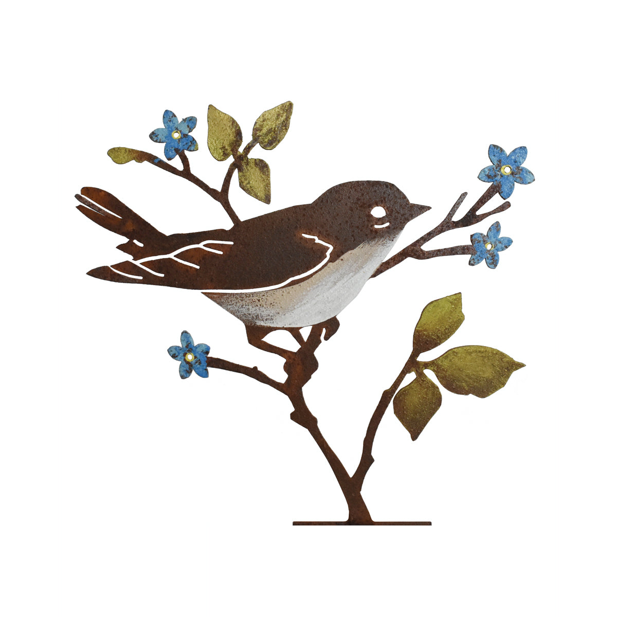 Upright Warbler with Flower - Painted