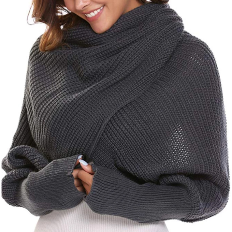 (🔥Christmas Hot Sale-50% OFF)Knitted Wrap Scarf With Sleeves[Free Size]-BUY 2 FREE SHIPPING
