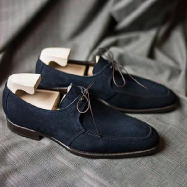 Chicinskates Men's Navy Blue Lace-Up Business Shoes