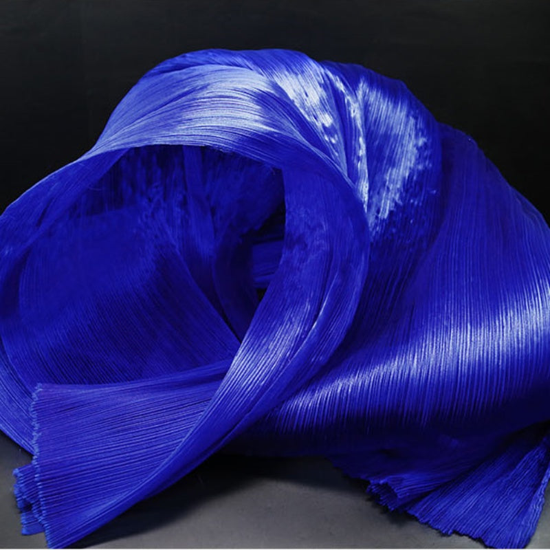 Klein Blue Glossy Pleated Texture Wedding Dress Styling Fabric