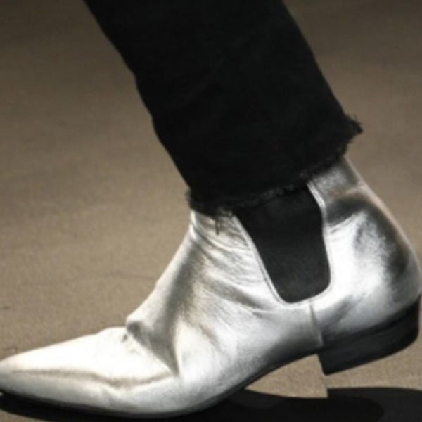 Chicinskates Men's Block Low Heel Slip-On Ankle Boots