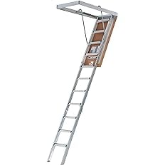 LITE Aluminum Attic Ladder W/ Aluminum Frame, 375 Lbs Capacity