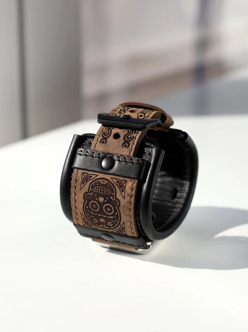 Skull Leather Watch band for Apple Watch