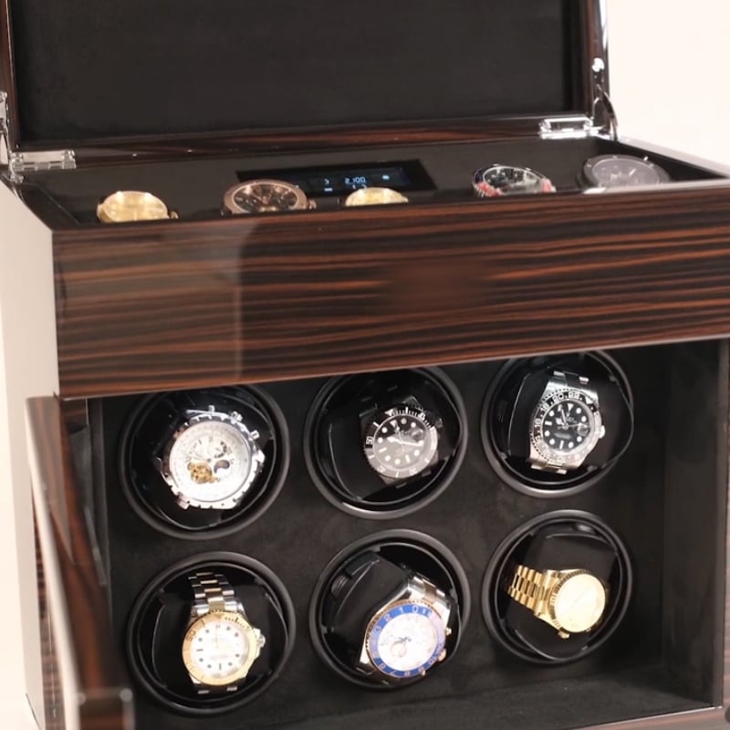 Black Elite Series 6.16.WA Limited Edition Watch Winder - Watch Winder Has A Touchscreen Display