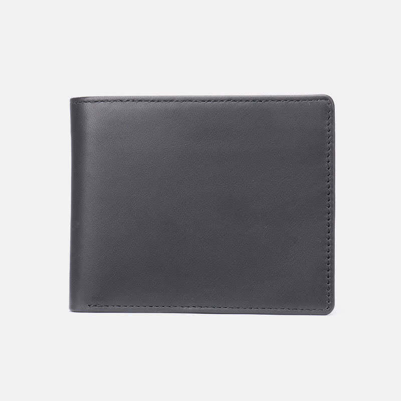 Men's Genuine Leather RFID Blocking Bifold Filp Wallet with ID Window