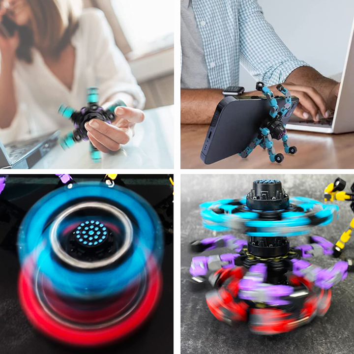 Transformable Fingertip Spinner - Glowing Mechanical Spiral Twister Gyro Decompression Fidget Toy