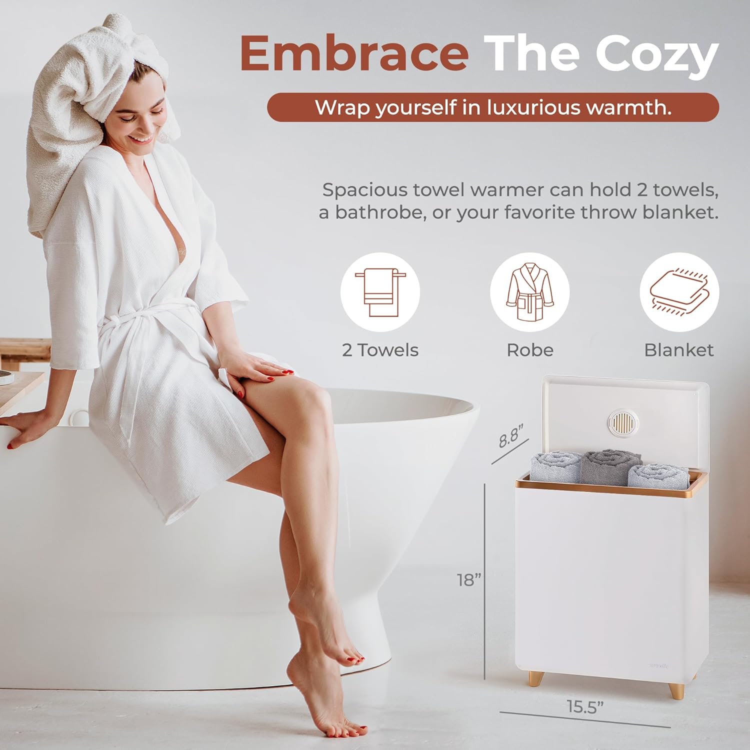 SereneLife Luxury Towel Warmer with Customized Fragrance for Spa and Bathroom