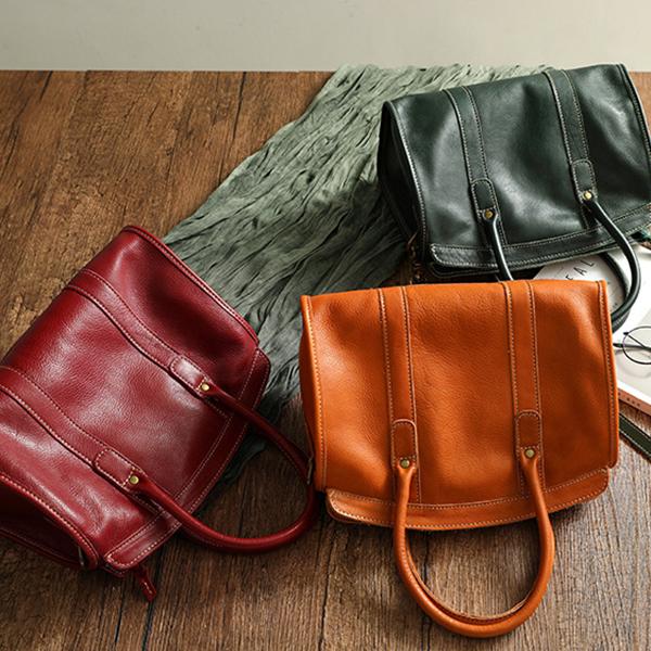 Chicinskates Vintage Leather Shoulder Handbag Large Capacity Handmade Leather Handbag
