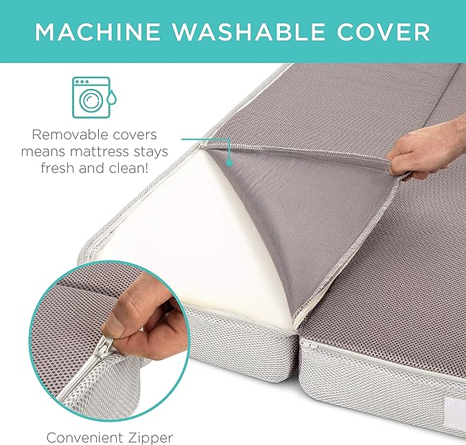 Best Choice Products 4in Portable Mattress Folding Mattress Topper Queen for Camping