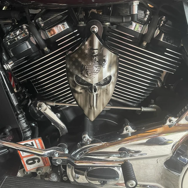 Harley Motorcycle Custom Harley-davidson Horn Cover With 3D Punisher Flag USMC