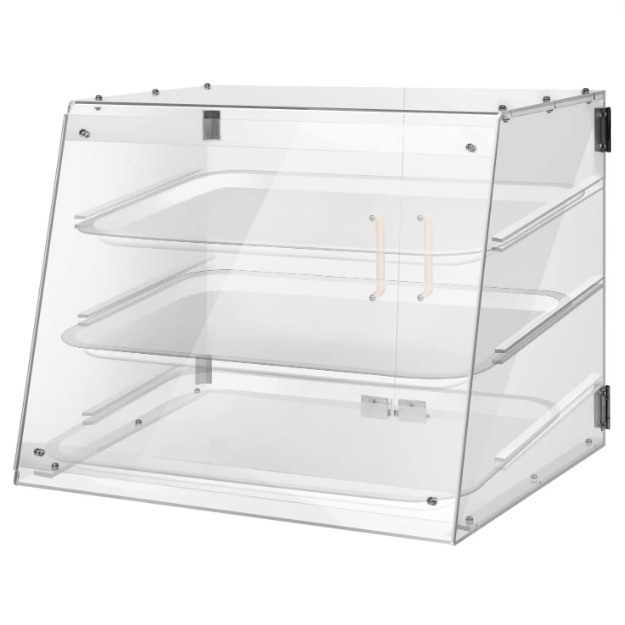 YBSVO 3 Tray Commercial Countertop Bakery Display Case with Rear Doors