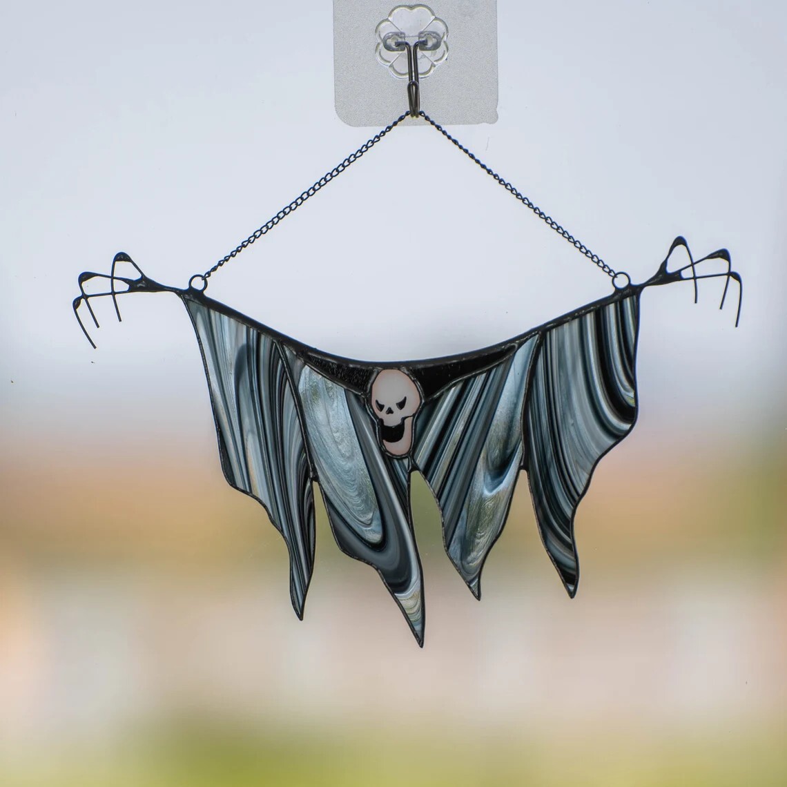 Halloween stained glass window hangings  Horror decor Grim reaper stained glass suncatcher