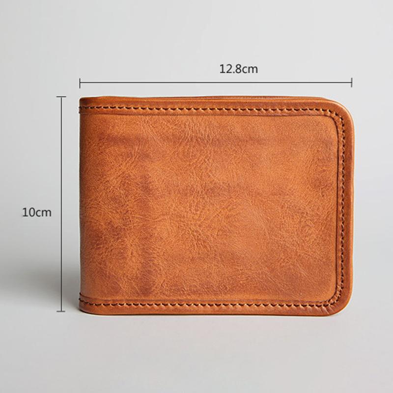 Genuine Leather Vintage Small Bifold Zipper Wallet