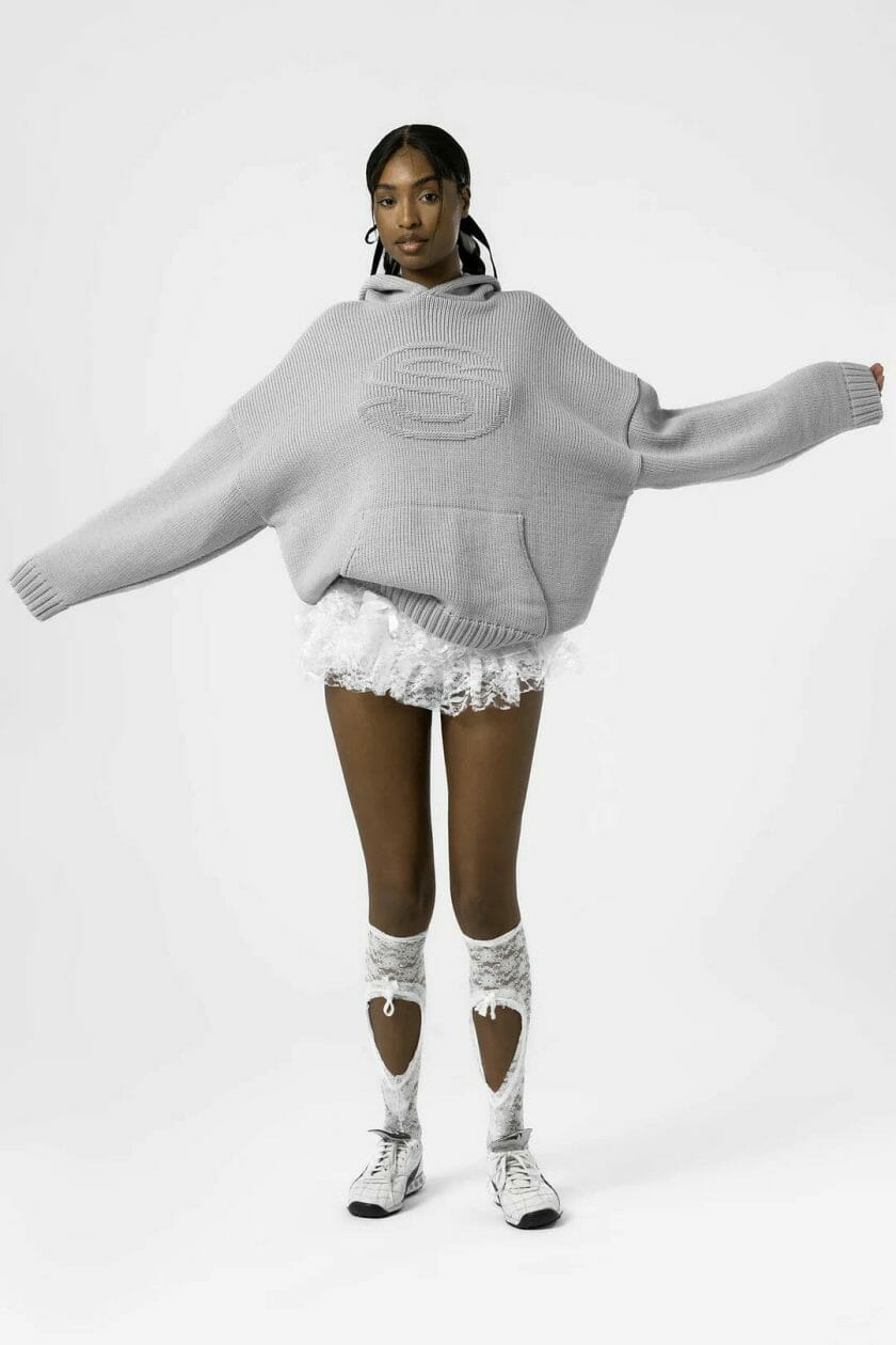 S Embossing Knitting Hoodies
