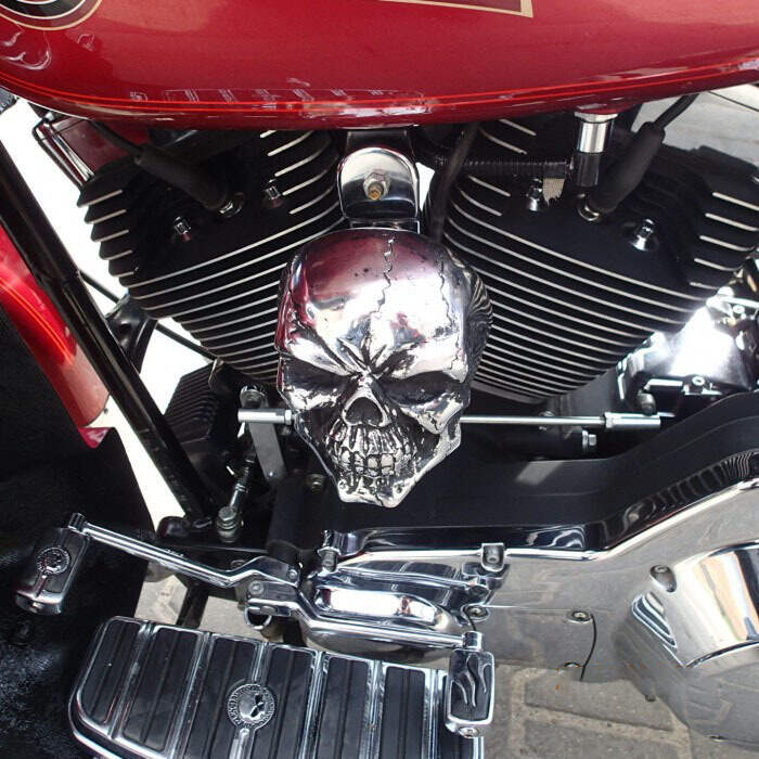 💀Motorcycle Stainless steel Skull horn cover /Skull cap on supercharger
