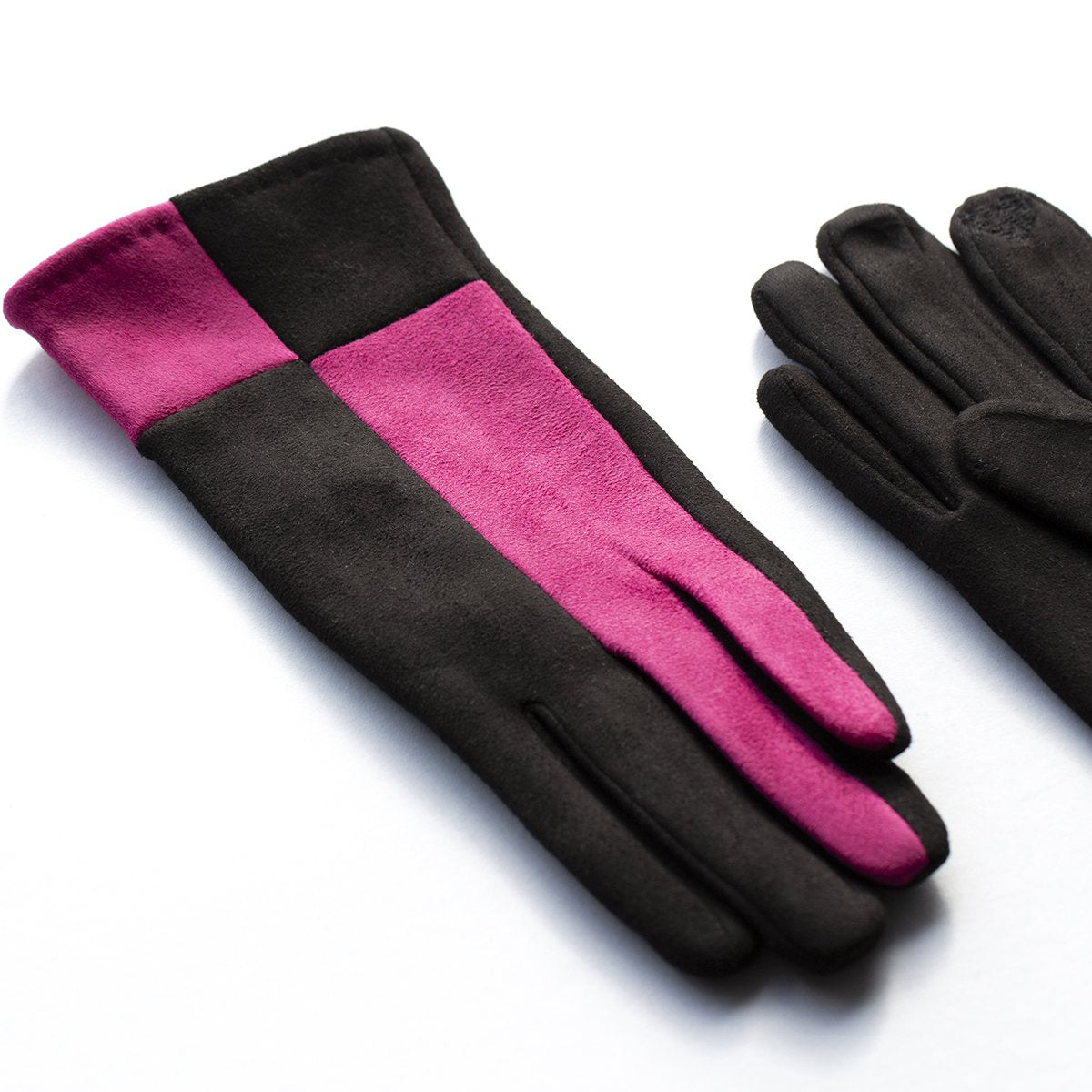 Harlequin Colourblock Suede Effect Gloves