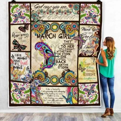 March Girl. I Am The Storm. Butterfly Quilt Blanket