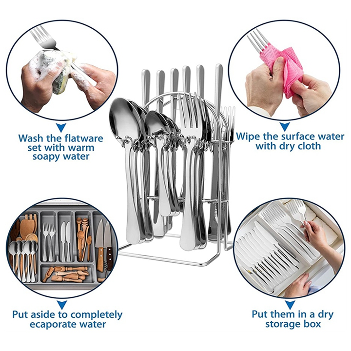 24-Piece Stainless Steel Cutlery Set with Stand