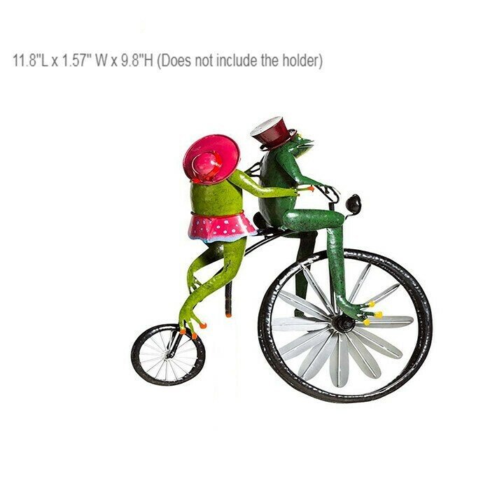Frog on Vintage Bicycle Metal Pinwheel - Free Shipping on 2 Pieces