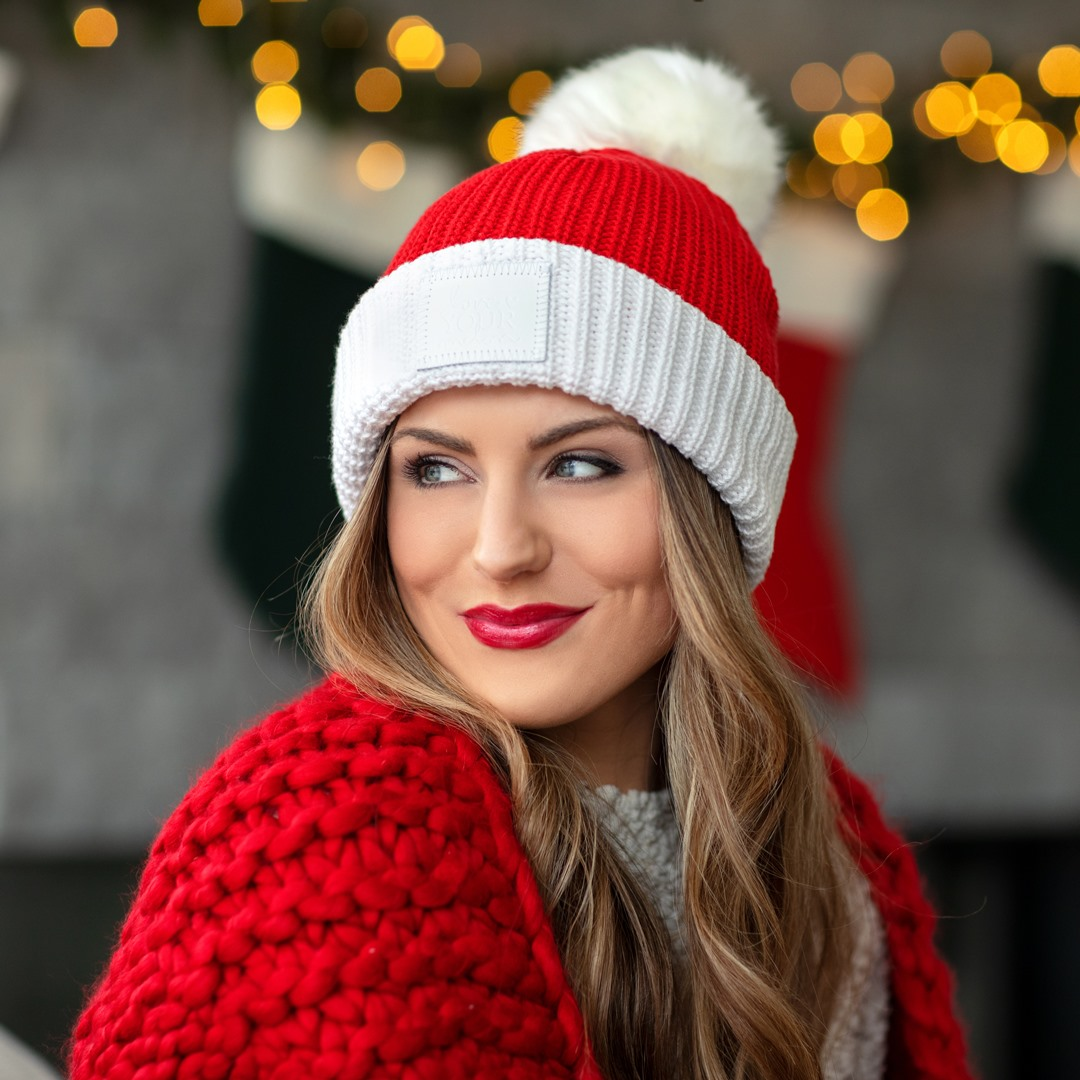 💥Winter Pre-Sale 50% OFF- Santa Pom Beanie Hat Red White