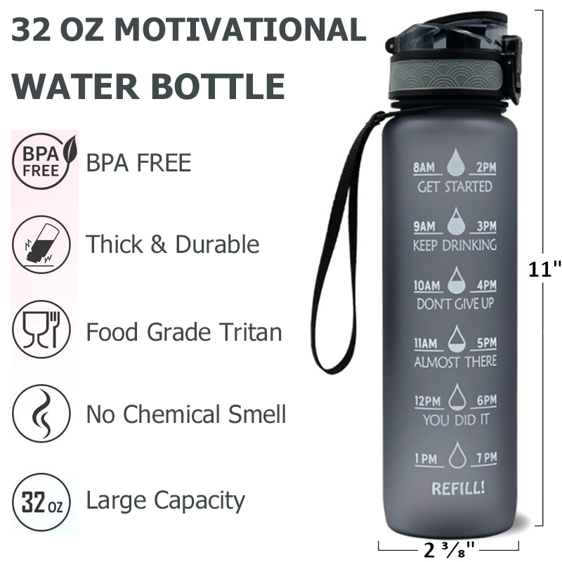 32 OZ Hydro Gurgle With Straw Frosted Black