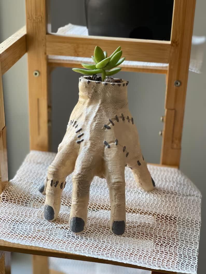 Funny Horror Palm Concrete Succulent Planters Pot-From Wednesday