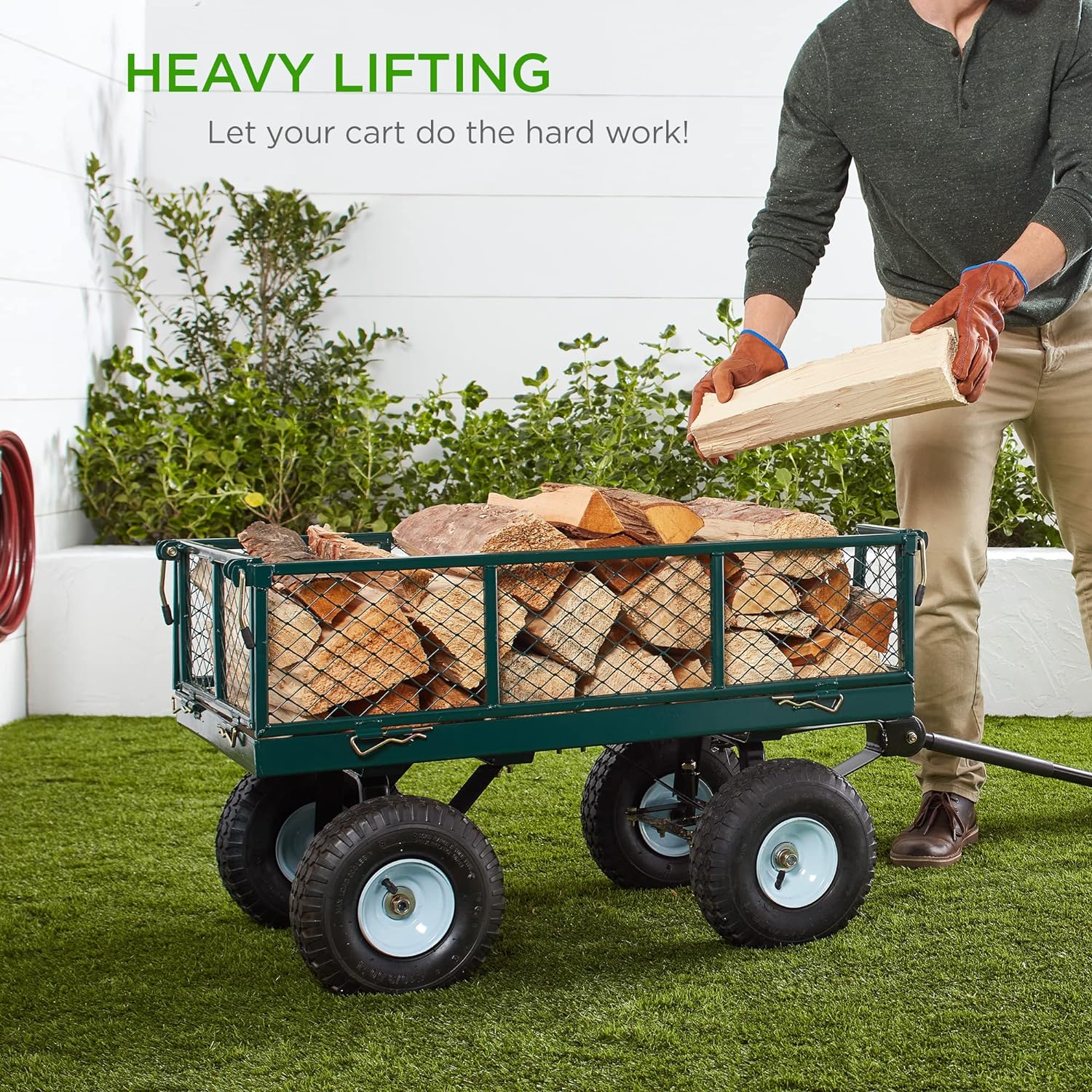 Best Choice Products Utility Garden Cart Wagon w/Heavy Duty Steel 400lb Weight Capacity