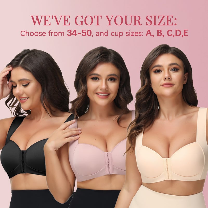 Helen Bra®-SEAMLESS FRONT CLOSURE WIRE-FREE 5D SHAPING PUSH UP COMFORT BRA (BUY 1 GET 2 FREE)-SKIN+BLACK+PINK