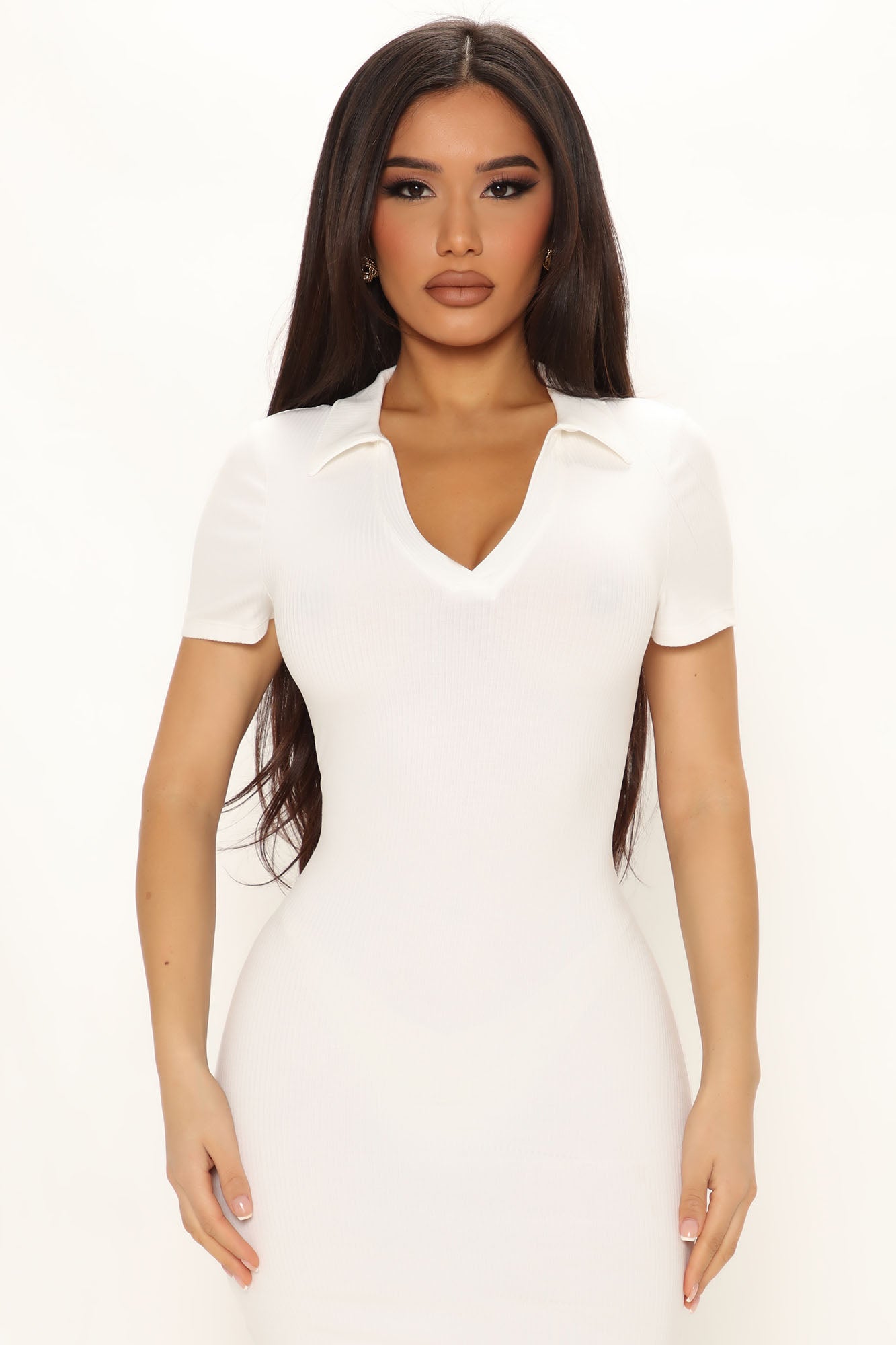 Salita Ribbed Mini Dress - White