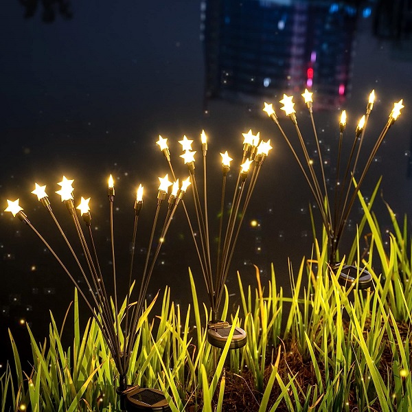 Star Solar Firefly Lights For Pathway Yard Walkway Patio Decoration (Warm Light)