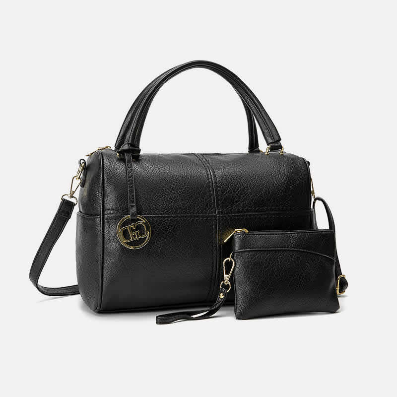 Women Retro Top Handle Satchels Totes Leather Shoulder Bags with Clutch