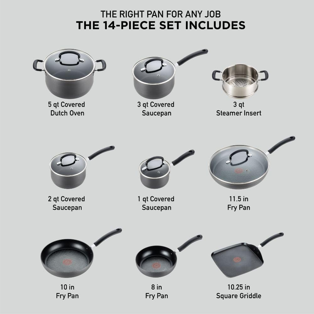 T-fal Ultimate Hard Anodized Nonstick Cookware Set 14 Piece