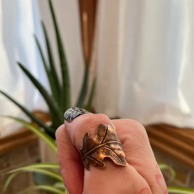 Oak Leaf Ring Copper Oak Leaf Ring Celtic Jewelry