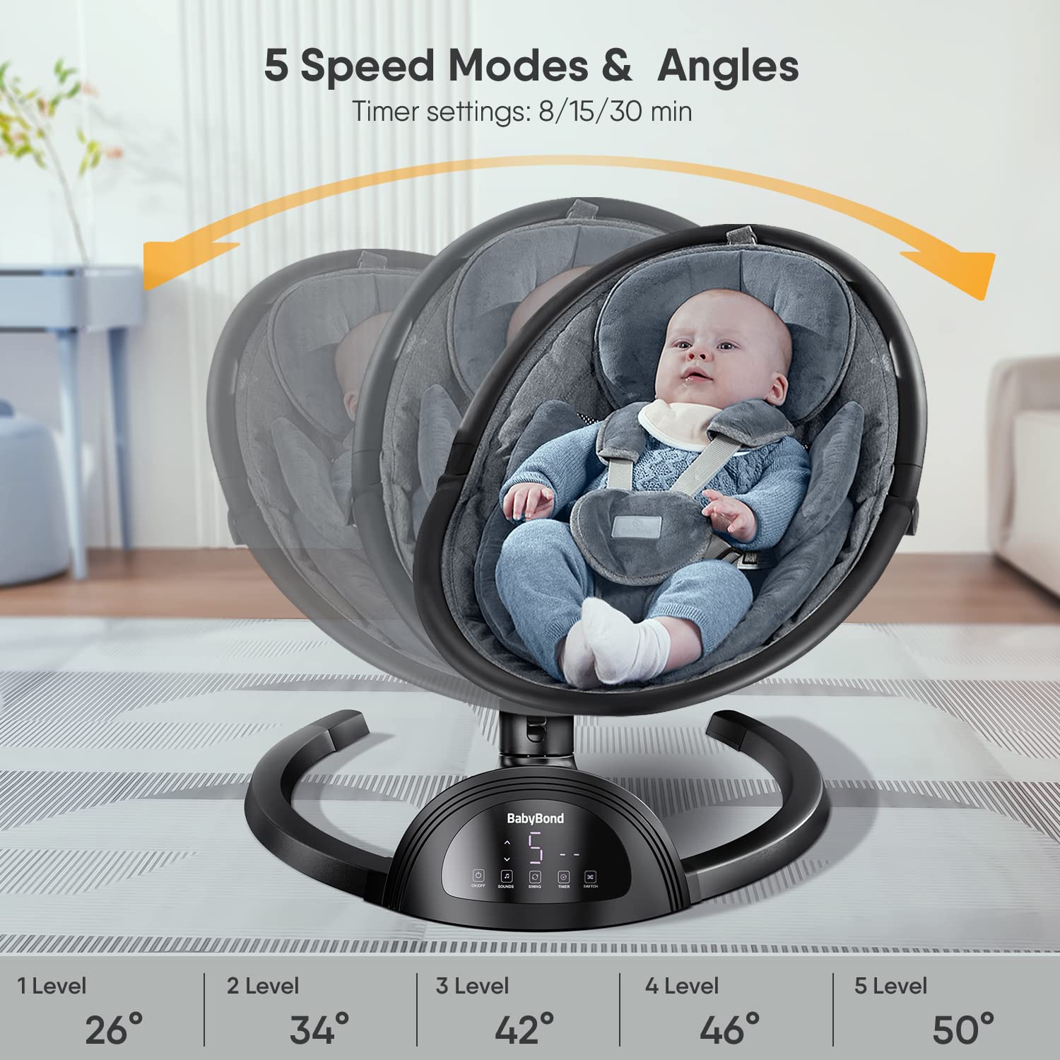 BabyBond Baby Swings for Infants Bluetooth Infant Swing with Music Speaker