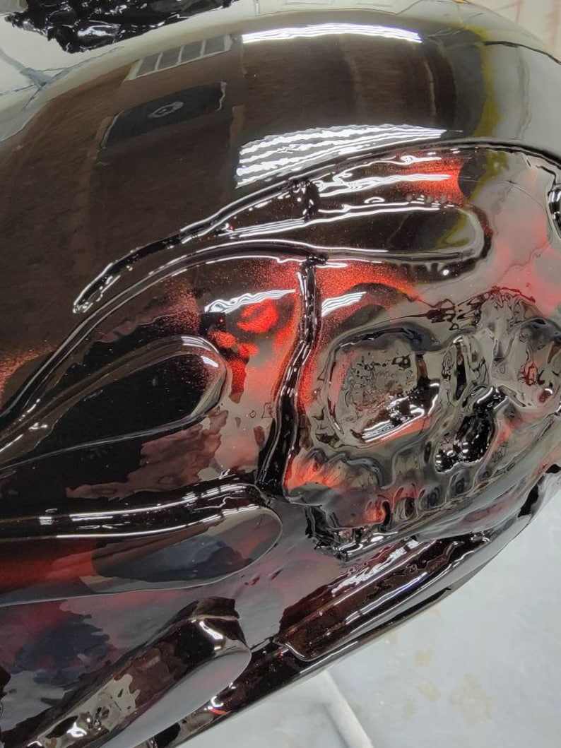 Harley Motorcycle Harley 3D Skull And Flames Touring Tank