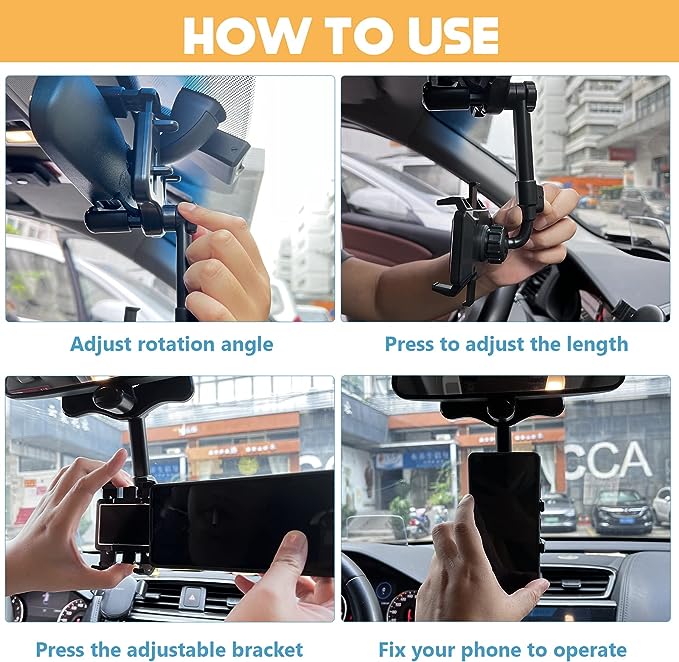 (🔥Last Day Promotion-SAVE 50% OFF)Multifunctional 360° Rear View Mirror Rotatable and Retractable Phone Holder,Mount for All Phones-BUY 2 GET 10% OFF & FREE SHIPPING