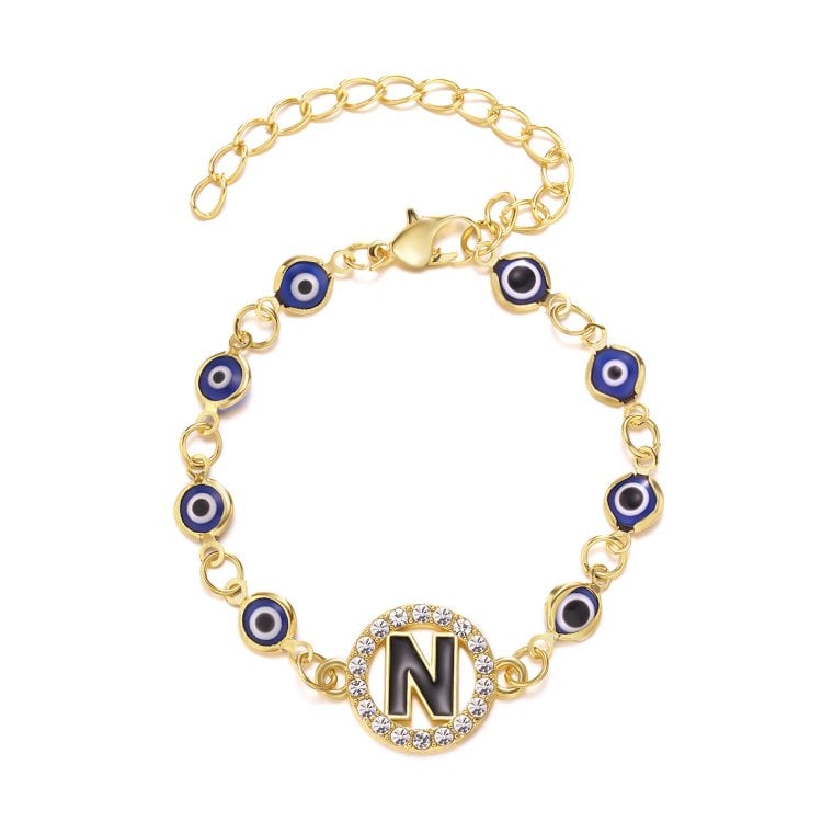 Evil Eye Shiny Letter Bracelet