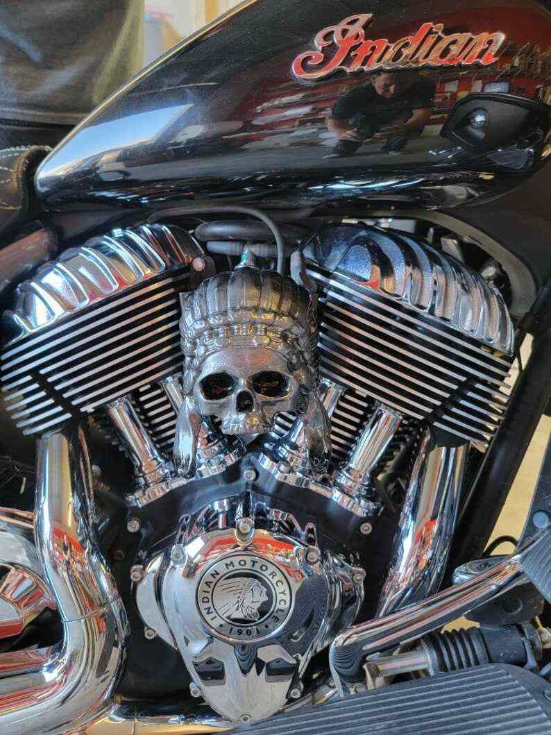 Harley Motorcycle 3D Skull Warbonnet Horn Cover
