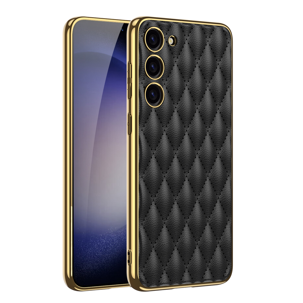 Electroplated Leather Lens All-Inclusive Drop-Proof Case Cover for Samsung