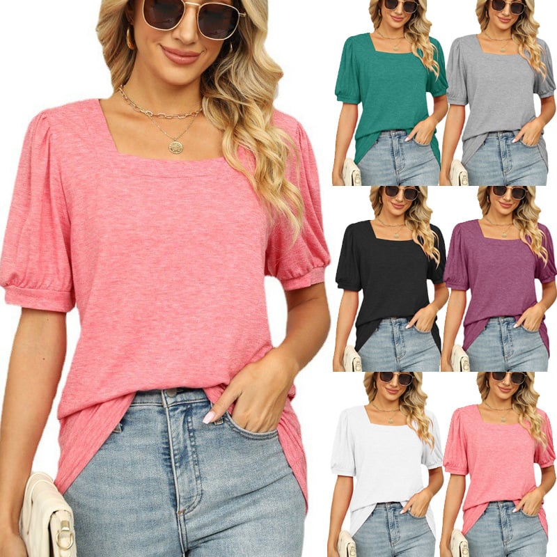 💝HOT SALE💝Square Neck T-shirt with Puff Sleeves(The discount will take effect at payment)