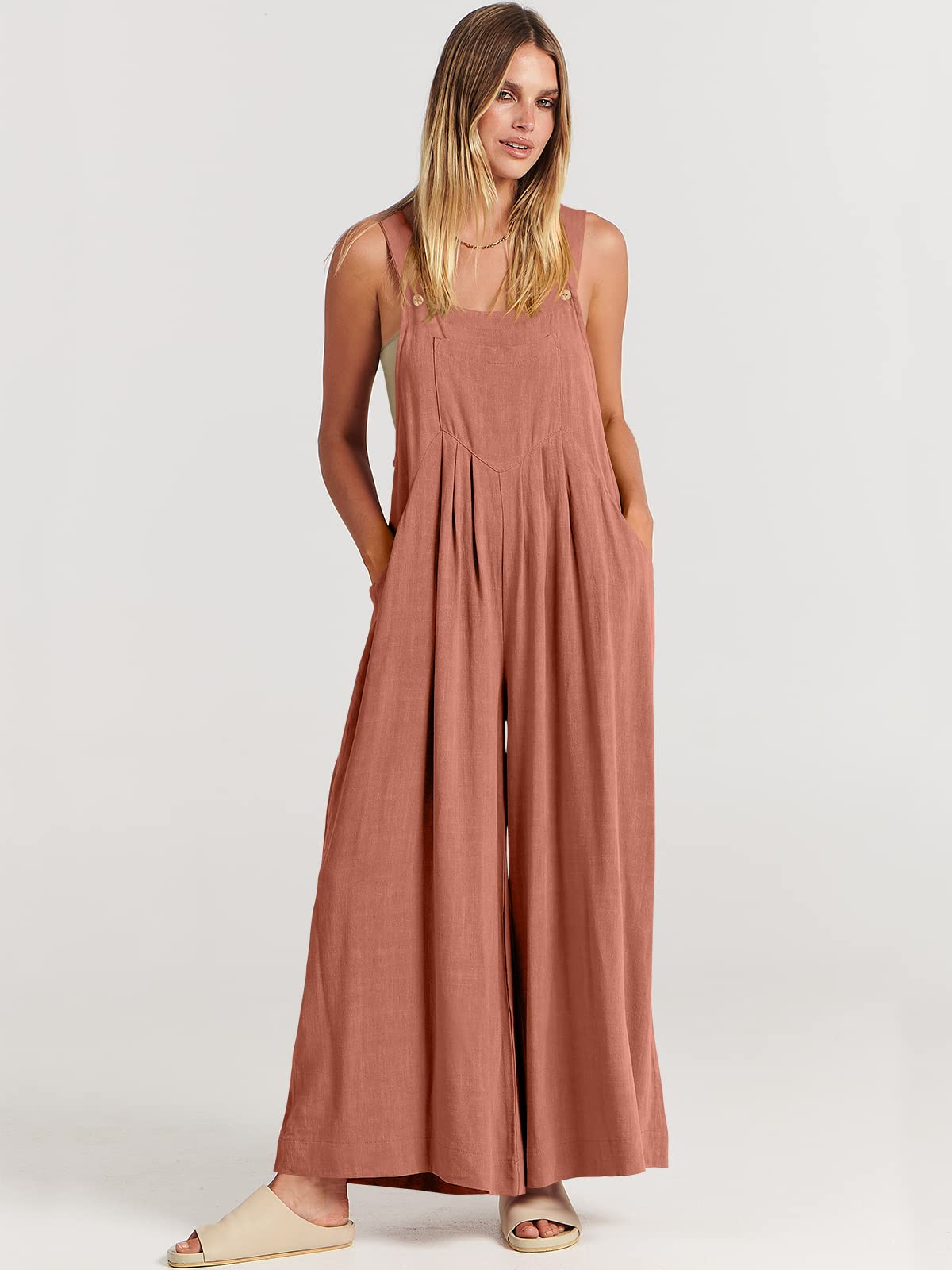 Last Day 64% OFF🔥Women’s Sleeveless Wide Leg Jumpsuit with Pockets❤️Buy 2 Free Shipping