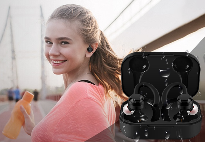 True Wireless Sports in-Ear Earbuds - Secure Fit & Stereo HiFi Sound Noise Cancelling Earphones