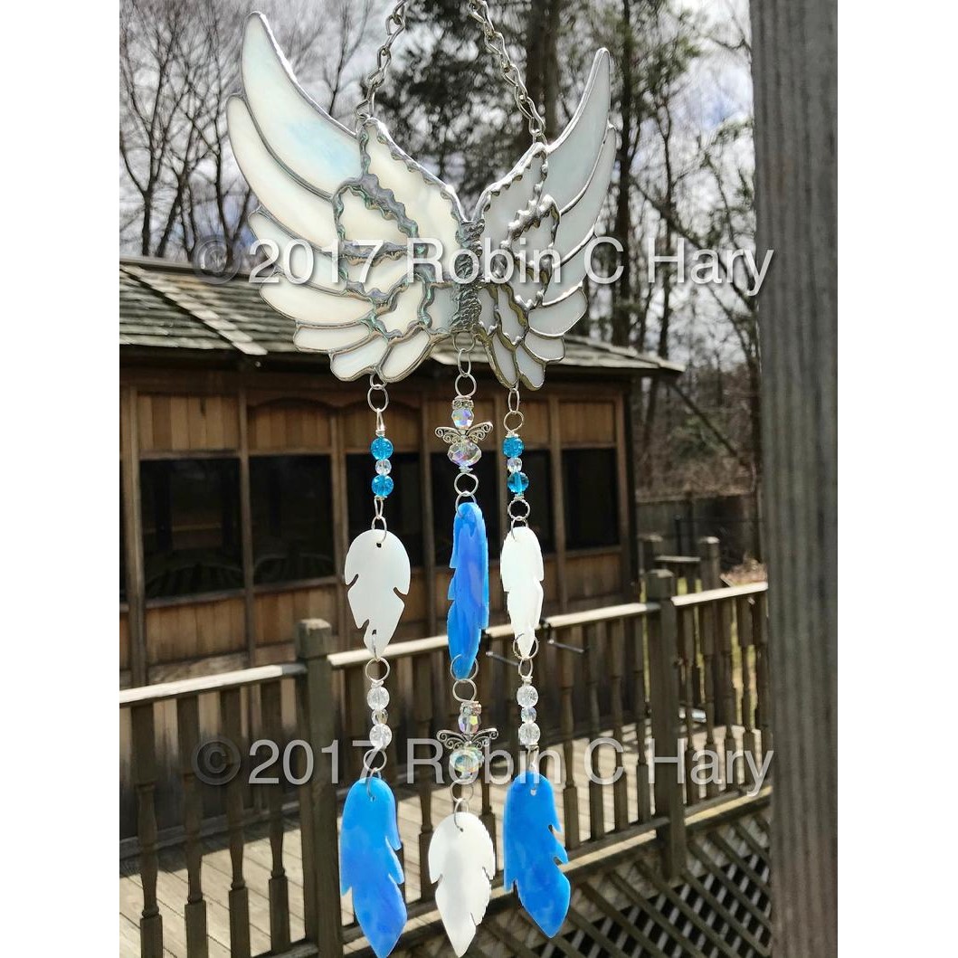 Angelic Feathers Stained Glass Hand-Made Wind Chimes