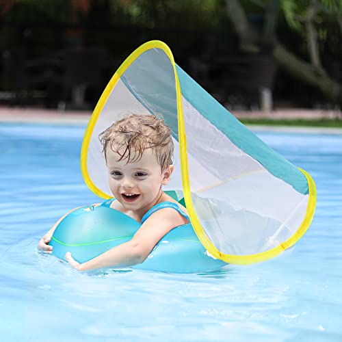 Baby Swimming Pool Float with Removable UPF 50+ Sun Protection Canopy
