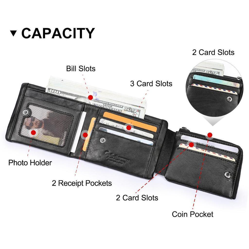 Genuine Leather Men‘s Wallet Short Purse For Men Coin Pocket Wallets Male Portmane