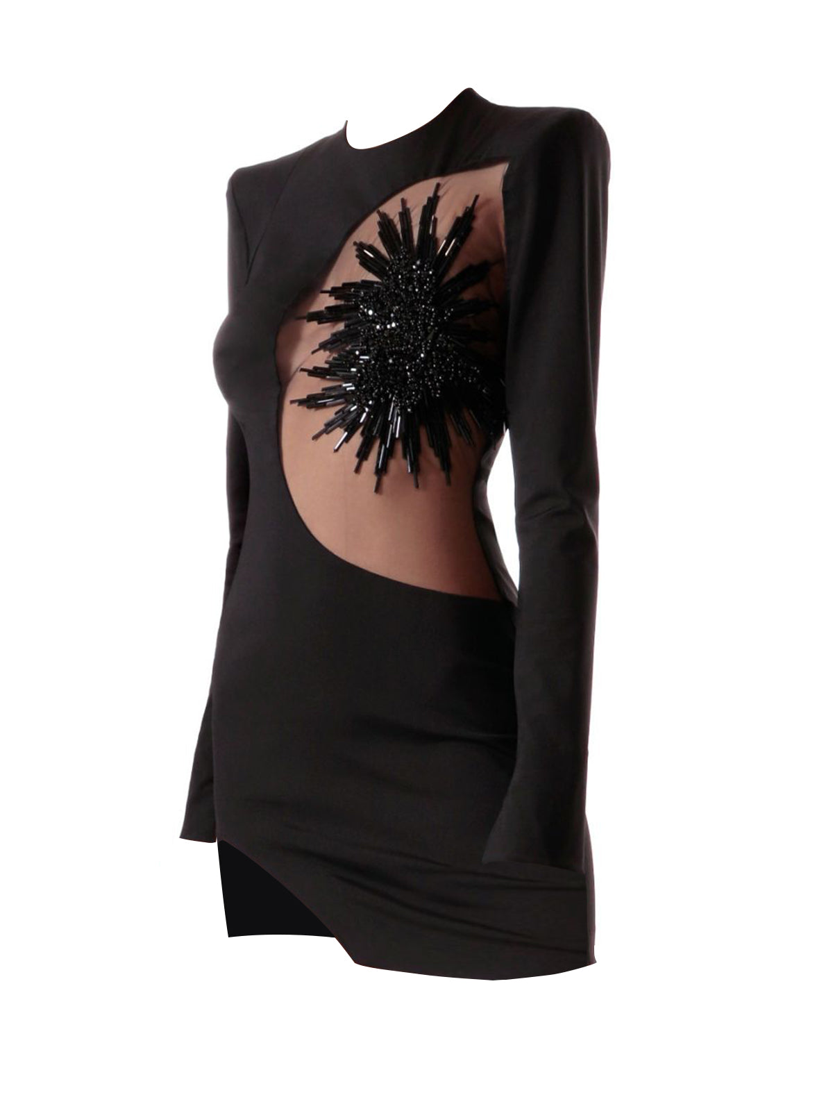 Hera Long Sleeve Embellished Bandage Dress In Black