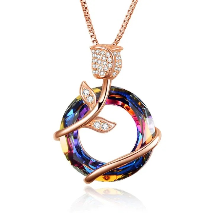 Hot Woman Crystal Rose Necklace